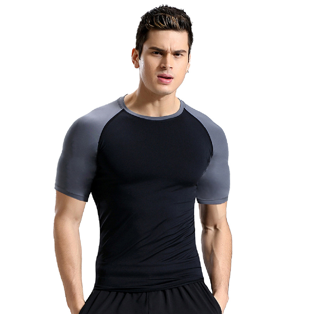 Body suit men's fall high elastic breathable quick-drying T-shirt outdoor sweat basketball running short-sleeved sportswear - Image 2