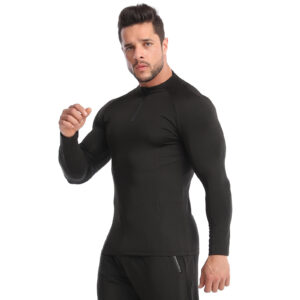 Fitness apparel men's fall and winter stretchy sweaty quick-drying T-shirt running basketball training long-sleeved sports tights