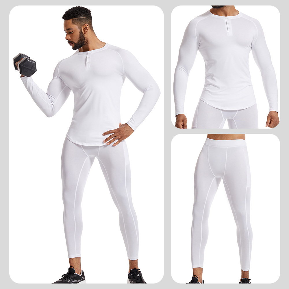 New fitness clothing suit men's fall and winter high elastic quick-drying tights sweaty basketball bottoming sports suit - Image 5