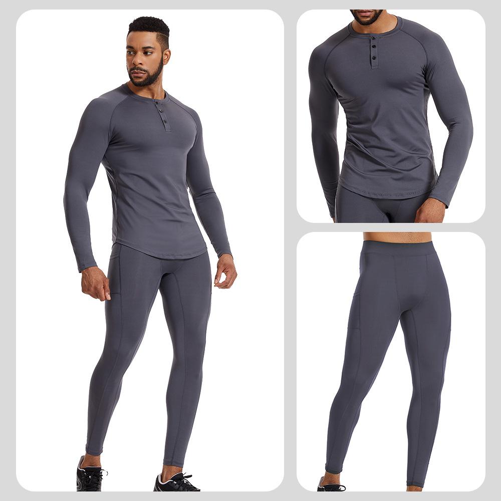 New fitness clothing suit men's fall and winter high elastic quick-drying tights sweaty basketball bottoming sports suit - Image 4