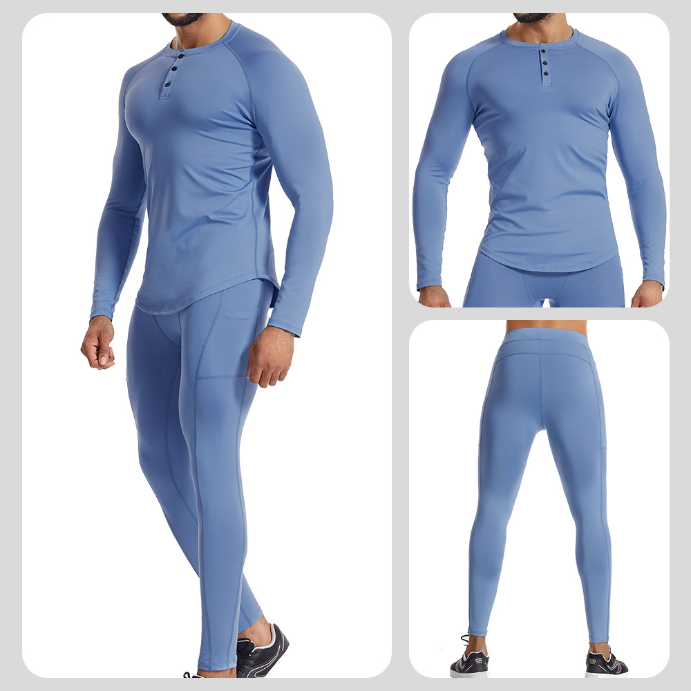 New fitness clothing suit men's fall and winter high elastic quick-drying tights sweaty basketball bottoming sports suit - Image 3