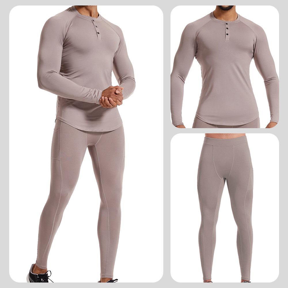 New fitness clothing suit men's fall and winter high elastic quick-drying tights sweaty basketball bottoming sports suit - Image 2