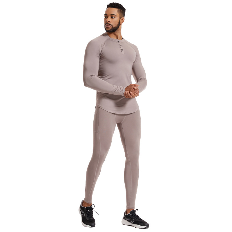 New fitness clothing suit men's fall and winter high elastic quick-drying tights sweaty basketball bottoming sports suit
