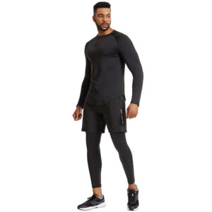 New fitness clothing suit men's fall and winter stretchy quick-drying tights basketball running sportswear three-piece suit